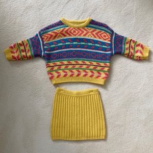 BENETTON 012 Multicolored Oversized Sweater and Skirt Outfit